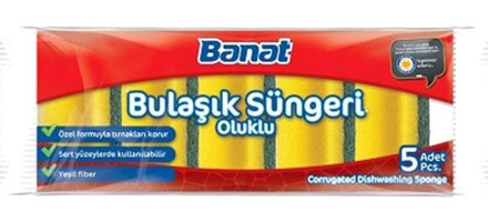 Banat Oluklu Bulaşık Süngeri 5'li
