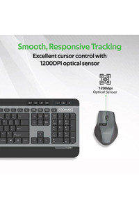 Promate Procombo-9 Ergonomik Gri Kablosuz Klavye Mouse Seti