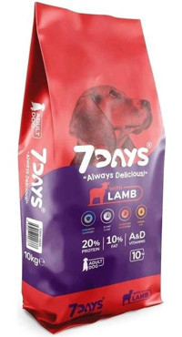 7Days Kuzu Etli Tüm Irklar Yetişkin Kuru Köpek Maması 10 kg