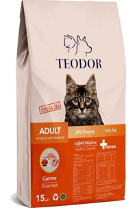 Teodor Gurme Kuzu Somonlu Tavuklu Yetişkin Kuru Kedi Maması 15 kg