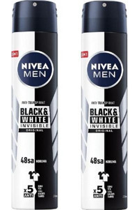 Nivea Black&White Invisible Original Antiperspirant Sprey Erkek Deodorant 2x200 ml