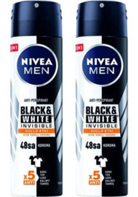 Nivea Black&White Invisible Güçlü Etki Sprey Erkek Deodorant 2x150 ml