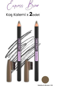 Maybelline New York No:04 Asansörsüz Kalın Uçlu 2'li Kaş Kalemi Orta Kahve