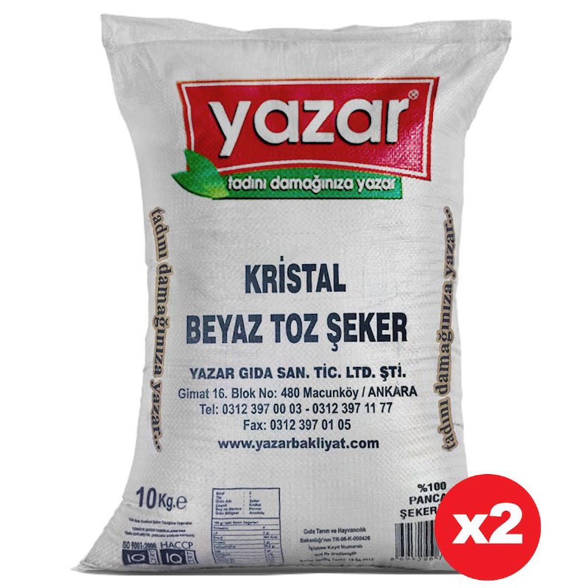 Yazar Kristal Toz Şeker 2x10 kg