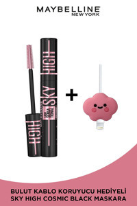 Maybelline New York Sky High Hacim Veren Cosmic Black Maskara + Bulut Kablo Koruyucu Hediye