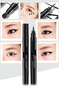 Müjgan Yıldız Desenli Çift Taraflı Suya Dayanıklı Mat Siyah Kalıcı Kalın Uçlu Kalem Eyeliner