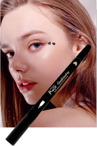 Roesıa Rose Cosmetics Kalp Desenli Çift Taraflı Mat Siyah Kalıcı İnce-Kalın Uçlu Kalem Eyeliner