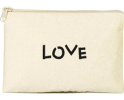 Tabby Design Clutch Krem Love Baskılı Tekstil Makyaj Çantası