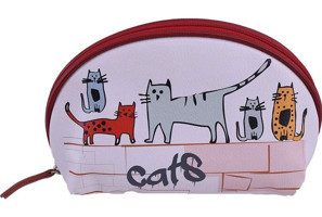 Biggdesign Cats Çok Renkli Kedili Deri Makyaj Çantası