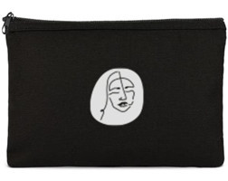 Tabby Design Clutch Siyah Kadın Baskılı Tekstil Makyaj Çantası