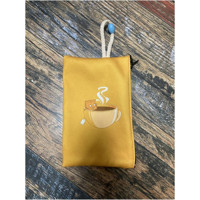 Street Bag Çok Renkli Animasyon Kahve ve Şeker Desenli Tekstil Makyaj Çantası