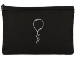 Tabby Design Clutch Siyah Uçan Balon Baskılı Tekstil Makyaj Çantası