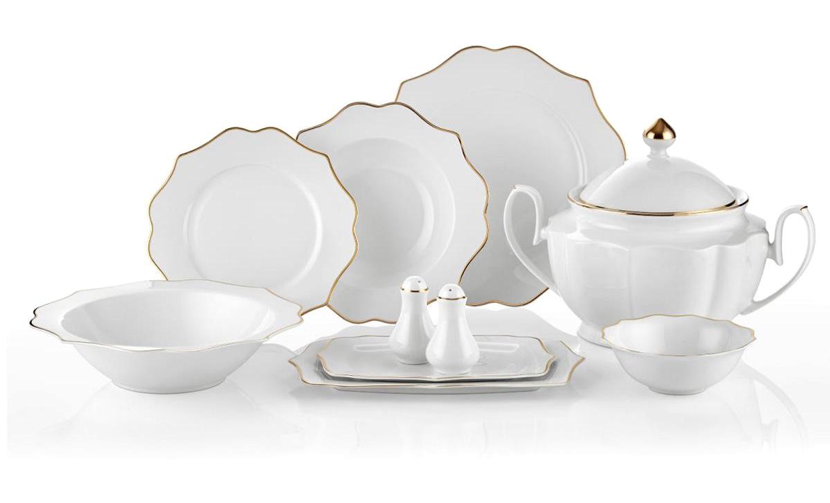 Royal London Diana Gold 60 Parça 12 Kişilik Bone Asimetrik Yemek Takımı