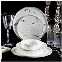 Massimo Marble Gold 24 Parça 6 Kişilik Porselen Yuvarlak Yemek Takımı