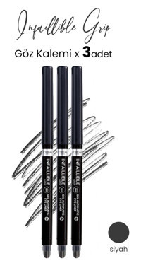 L'Oréal Paris Infaillible Grip Automatic Asansörlü Mat Siyah Göz Kalemi 3 Adet