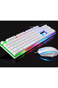 Ally G21 Işıklı Beyaz Kablolu Klavye Mouse Seti
