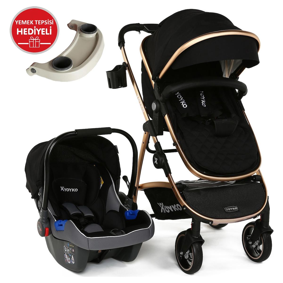 Yoyko City 3 in 1 Katlanabilir Travel Sistem Bebek Arabası Siyah