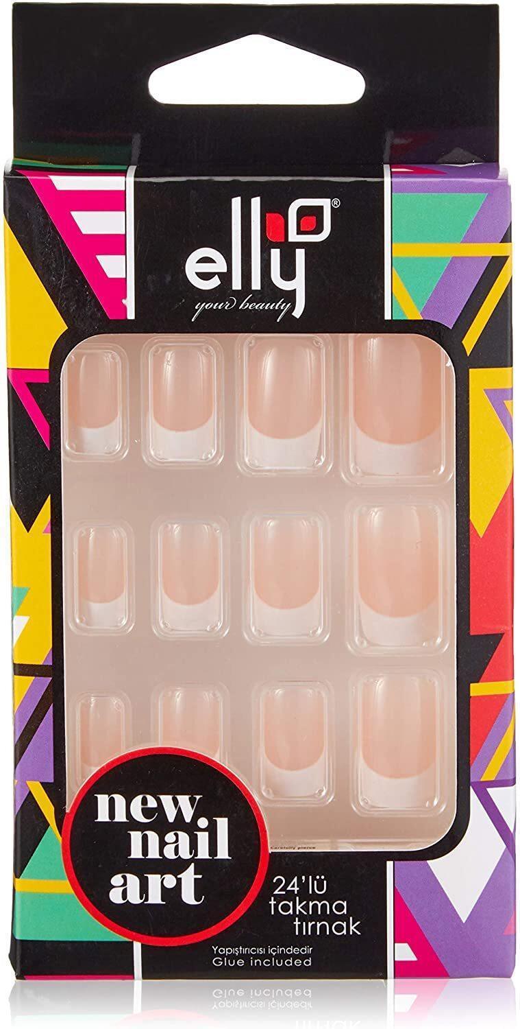 Elly Ellynail0006 French 24'lü Oval Beyaz Takma Tırnak
