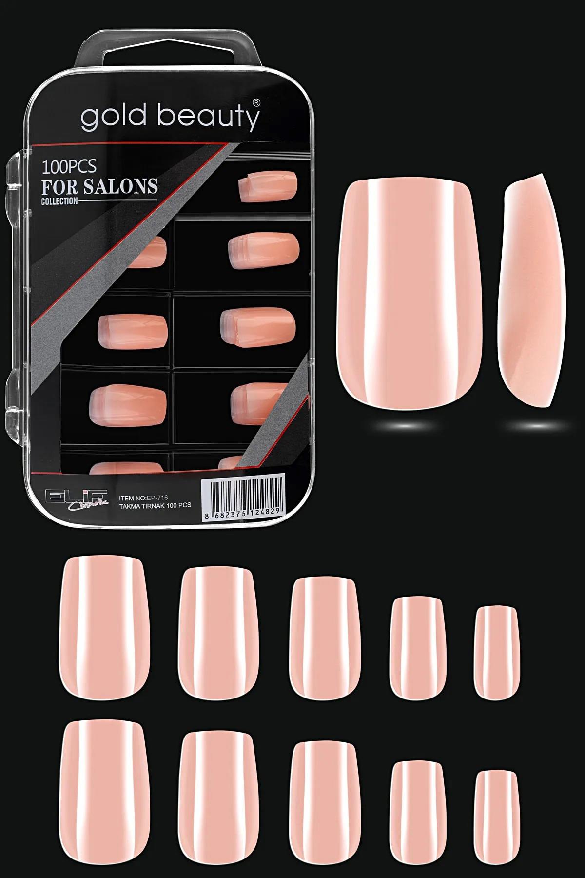 Gold Beauty Parlak 100'lü Küt Açık Pembe Takma Tırnak