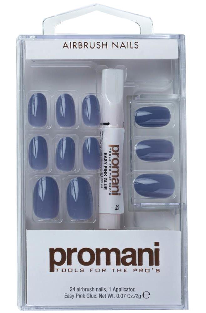 Promani PR-5669 Parlak 24'lü Oval Mavi Takma Tırnak