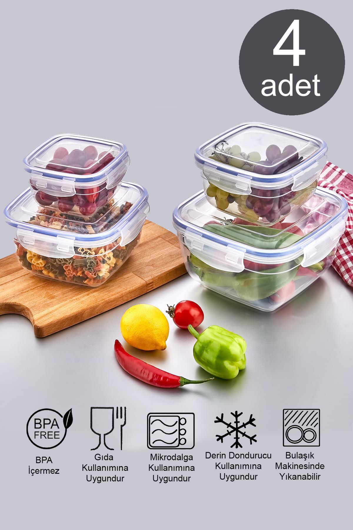 Znp Home 4 Parça Dikdörtgen Plastik Saklama Kabı 3 lt