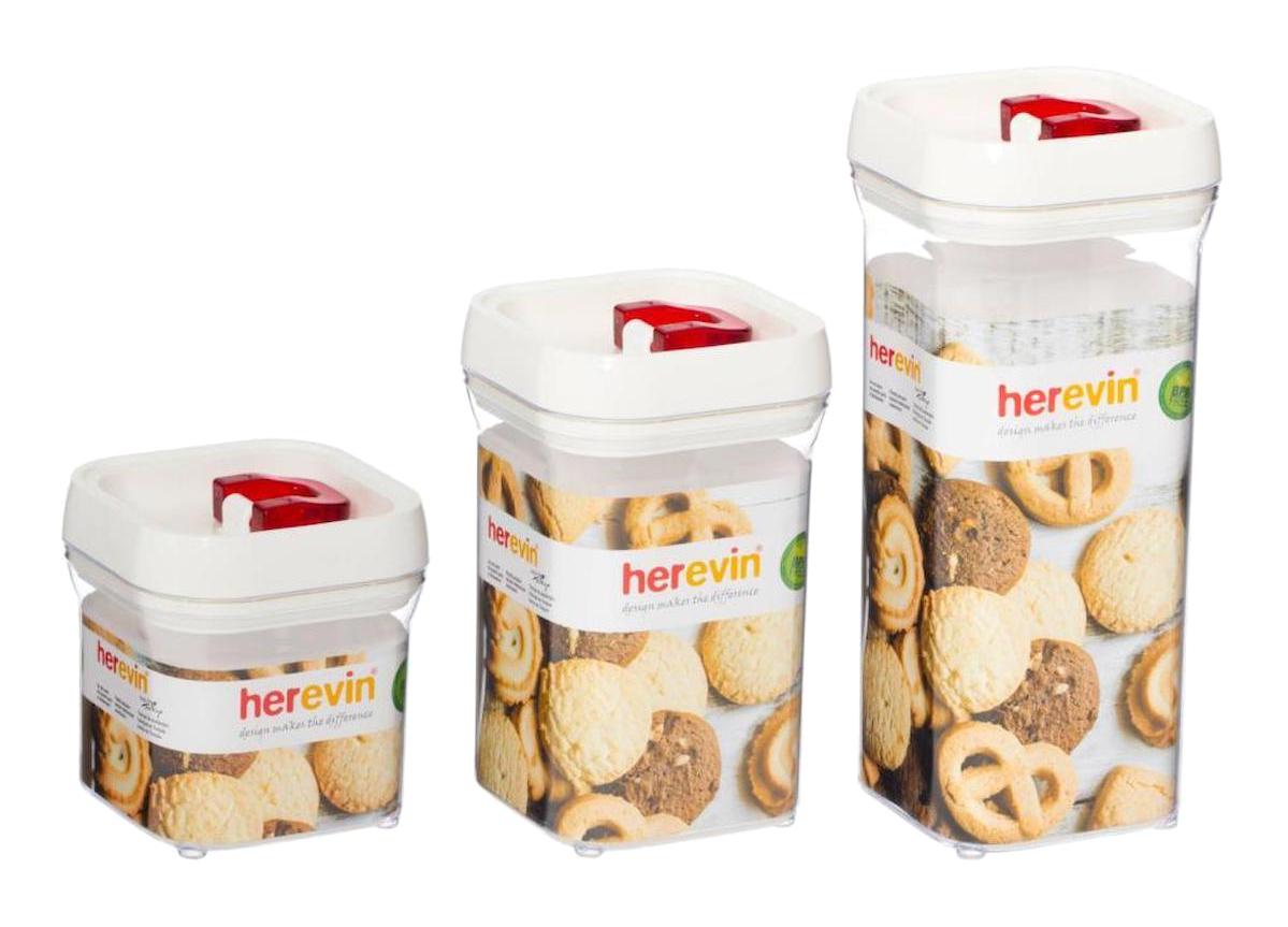 Herevin 3 Parça Dikdörtgen plastik Saklama Kabı 750 ml