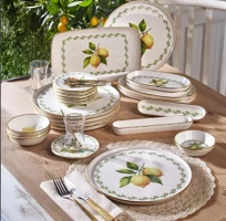 Fecra Lemone 35 Parça Gold Fileli Kahvaltı Seti Beyaz