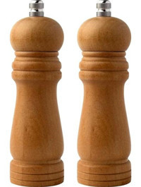 Orta Boy Bambu Gövdeli Ahşap Tuz Karabiber Değirmeni, Baharat Öğütücü 2 Adet