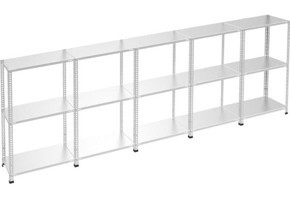 Rafburada 3 Katlı 5'li Galvaniz Çelik Raf - Depo, Arşiv, Kiler, Dosya, Market Rafı - 31x93 cm-50 cm-1.50 mm