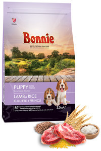 Bonnie Kuzu Etli-Pirinçli Yavru Kuru Köpek Maması 2.5 kg