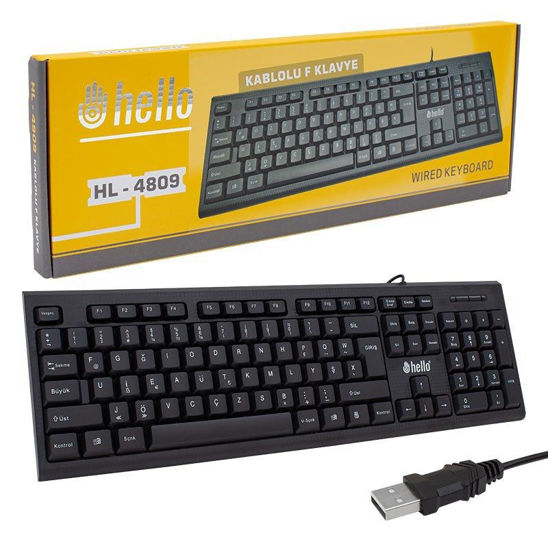 Hello HL-4809 F Türkçe Mecha-Membrane Switch Kablolu Siyah Klavye