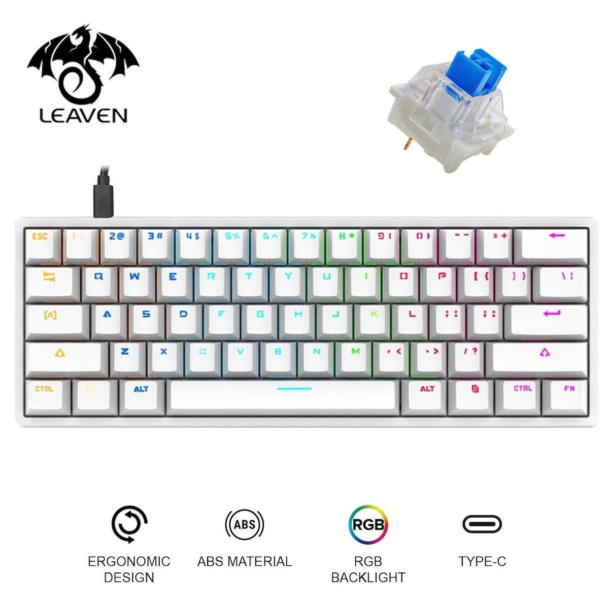 Valkyrie Leaven K620 Q RGB Blue Switch Beyaz Mekanik Gaming Klavye