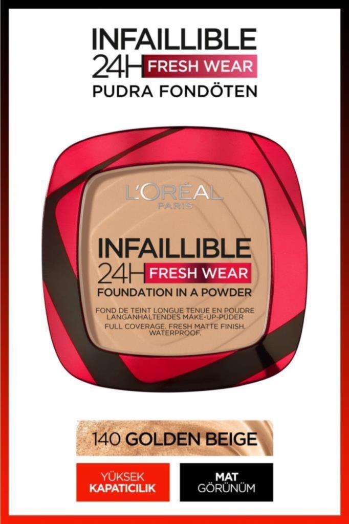 L'Oréal Paris Infaillible 24H Fresh Wear 140 Golden Beige Mat Kompakt Pudra