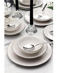 Bonelegant Pure 24 Parça 6 Kişilik Bone Yemek Takımı Platin File