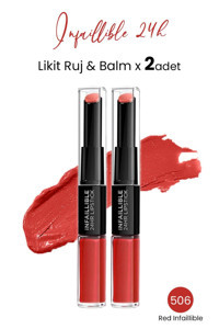 L'Oréal Paris 506 Red Infaillible Infaillible 24H Kalıcı Likit Ruj & Balm 2'li