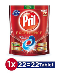 Pril Excellence 4'ü 1 Arada Tablet Bulaşık Makinesi Deterjanı 22 Adet