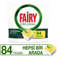 Fairy Orijinal Hepsi Bir Arada Limon Kokulu Tablet Bulaşık Makinesi Deterjanı 84 Adet