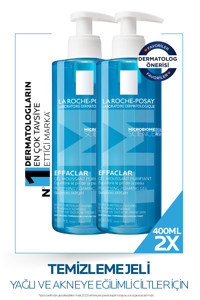 La Roche-Posay Effaclar Akneli ve Yağlı Ciltler İçin Yüz Temizleme Jeli 2x400 ml
