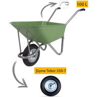 Kanat Ecoplast El Arabası -100 Litre- Tüplas Burçlu Teker - Şişme 350-7 Ebat Teker