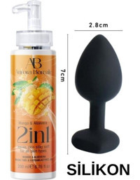 Aşkın Deposu A B 2 +1 Arada Mango Alovera Aromalı Masaj Kayganlaştırıcı Silikon Anl Plag 7 cm 200ML Süper Jel