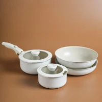 Karaca x Refika Swiss Crystal Almond Cream Easy Clip 7 Parça Tencere ve Tava Seti