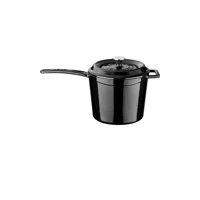 Lava Döküm Yuvarlak Sos Tenceresi. Döküm Demir Yekpare Saplı Trendy Serisi Çap(Ø18 Cm. Siyah