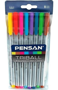 CetKing Triball Tükenmez Kalem Renkli 8'li Set Tek Ebat No Color