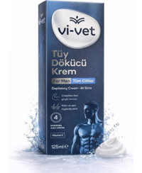 Vi-Vet Erkek Tüy Dökücü Krem 125 ml – Kalın ve Sert Tüylerde Etkili, Hızlı Çözüm Sunan Vitamin E Içerikli Tüy Dökme Kremi