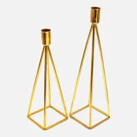 Piramit Kare 2'li Şamdan Seti Altın