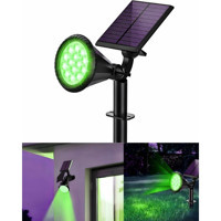 Yeşil 18 LED Spot Güneş Enerjili Bahçe Aydınlatma Lambası, Fotoselli, Spike Aplik, 18W Su Geçirmez Dış Mekan Solar Lamba, Ağaç, Veranda, Garaj, Havuz, Duvar ve Zemin Montajına Uygundur 42 cm