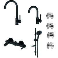 Gpd Gildo Siyah Armatür Musluk Batarya Duş Başlığı Banyo Seti MTL165-S MBB165-S MTE165-S DST57-S