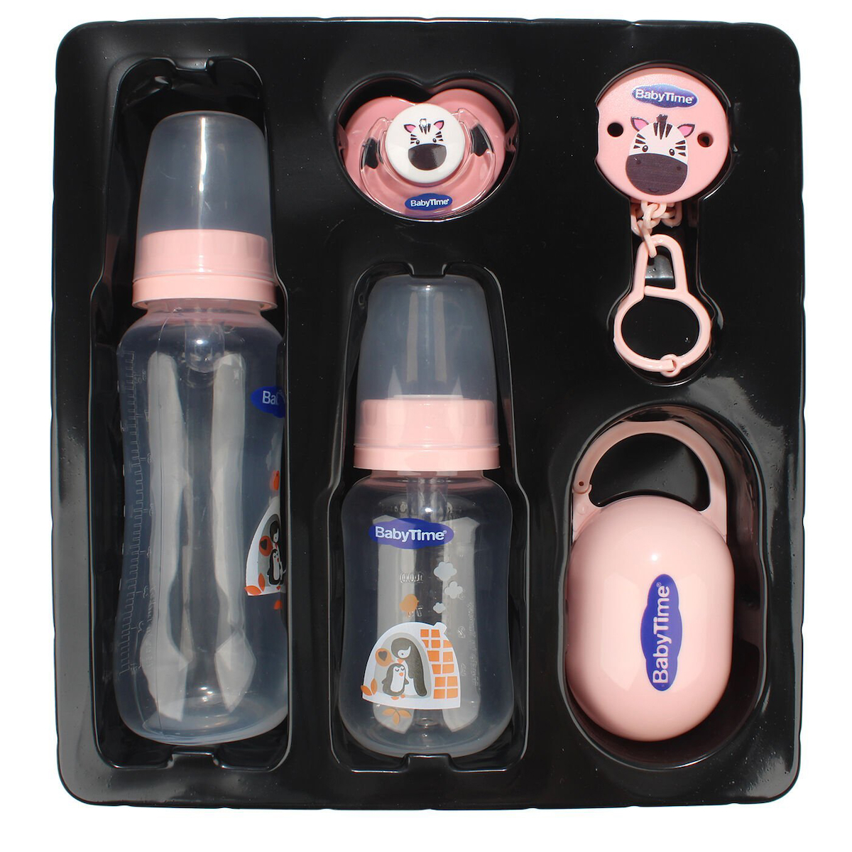 Babytime Pembe 5'li Biberon Set Kulpsuz