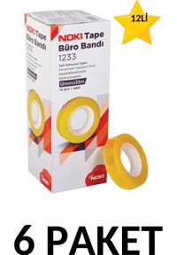 Noki 6 Adet (72 Adet) 12MMX33M Şeffaf Büro Bandı Para Bandı