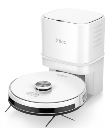 ttec 2RS01 Robi Haritalı Çöp İstasyonlu Moplu Çift Fırçalı Hepa Filtreli 2700 Pa Beyaz Robot Süpürge ve Paspas